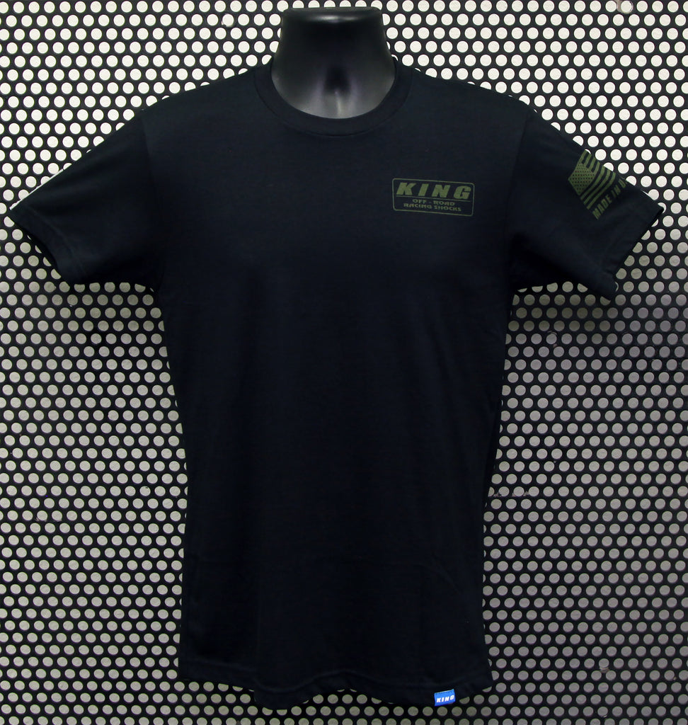 KING SHOCKS BLACK CVC CREW TEE W/OLIVE GREEN LOGO King Shocks